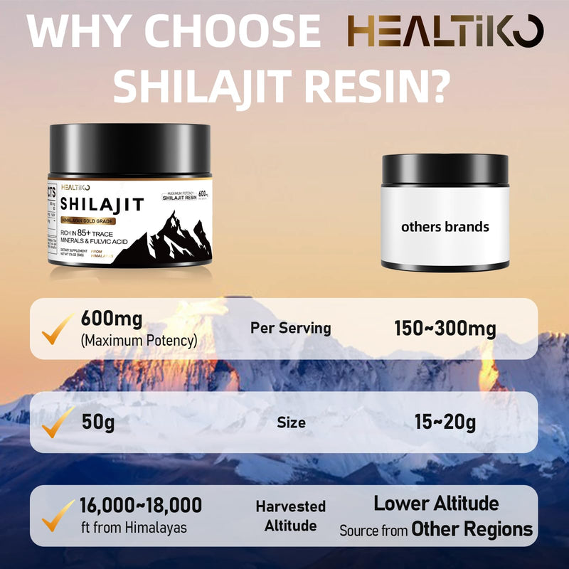 [Australia] - Shilajit Pure Himalayan Organic Shilajit Resin - 600mg Maximum Potency Gold Grade Shilajit Natural Authentic with 85+ Trace Minerals & Fulvic Acid for Energy & Immune Support, 50 Grams (1 Pack) 1.76 Ounce (Pack of 1) 
