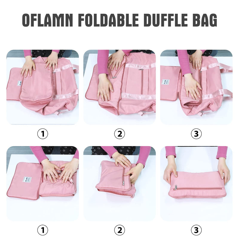 Oflamn Large Capacity Foldable Travel Carry On Duffel Tote Bag with Trolley Sleeve for Airplanes, Toiletry Bags for Women Men Black