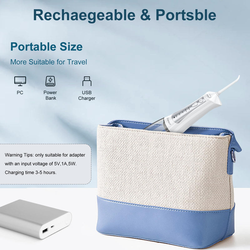 [Australia] - Water Flosser for Teeth Cordless, 300ML Powerful Water Teeth Cleaner Pick Rechargeable Oral Irrigator, 5 Modes Water Dental Flosser Teeth Pick for Teeth Cleaning,Home Use Travel Friendly (White) White 