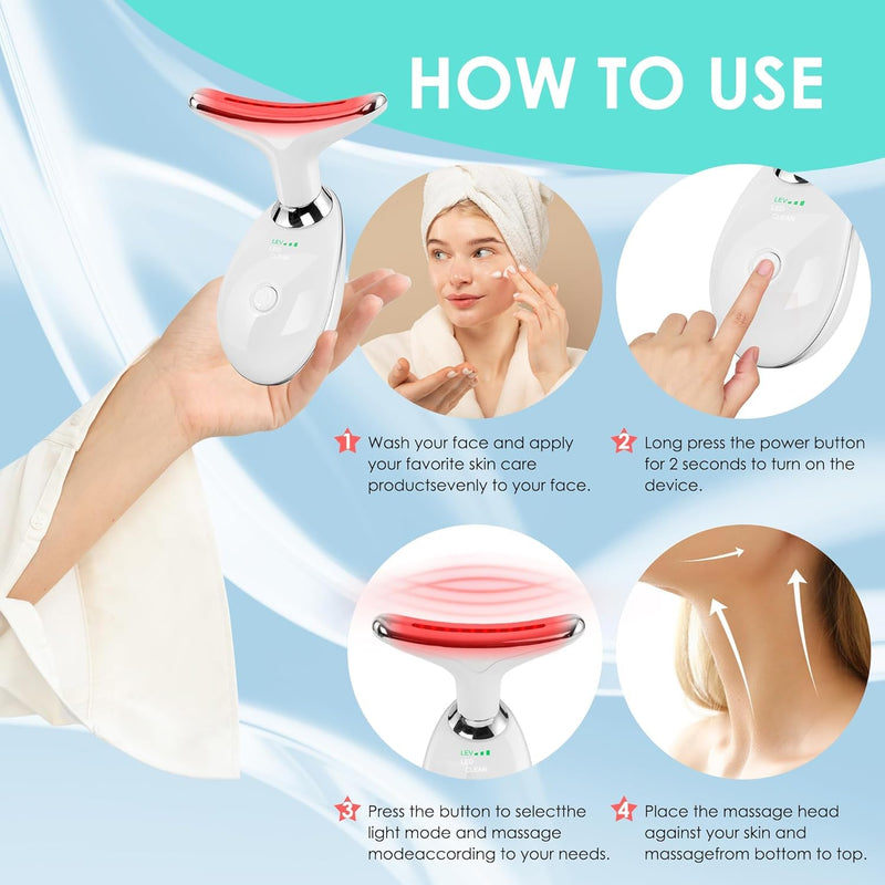 Facial Massager Face and Neck, Face 𝖲 culpting Wand Tool with 7 Color - Birthday, Christmas, Mothers Day, Valentines Day Gifts for Her Women Mom Best Friend Wife Teacher (White) White