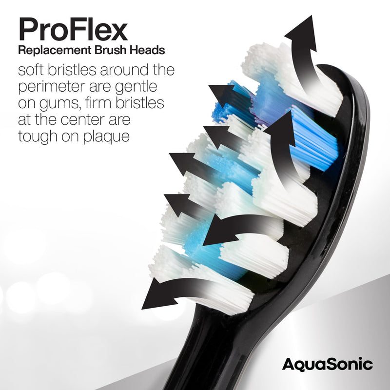 [Australia] - AquaSonic Proflex Replacement Brush Heads | ADA Accepted | for Whiter Teeth & Gum Care | Compatible with Many AquaSonic Toothbrush Handles (3 Pack Black) 3 Pack Black 