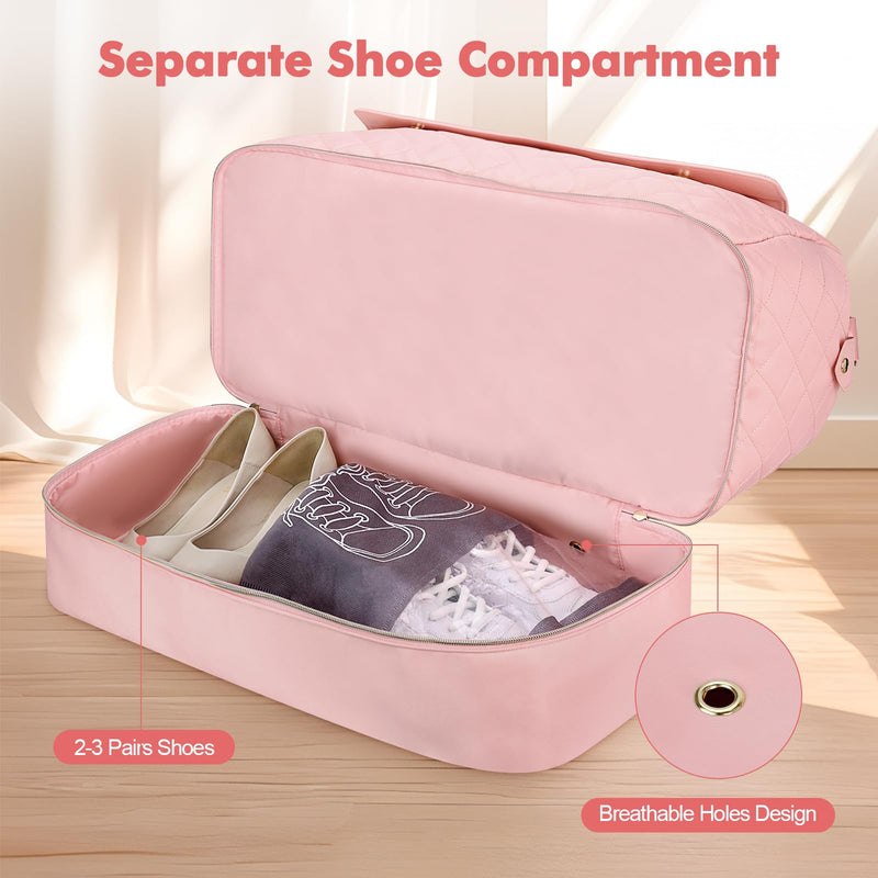 Toiletry Bag with Jewelry Organizer Compartment + Large Weekender Bag for Women with Shoe Compartment
