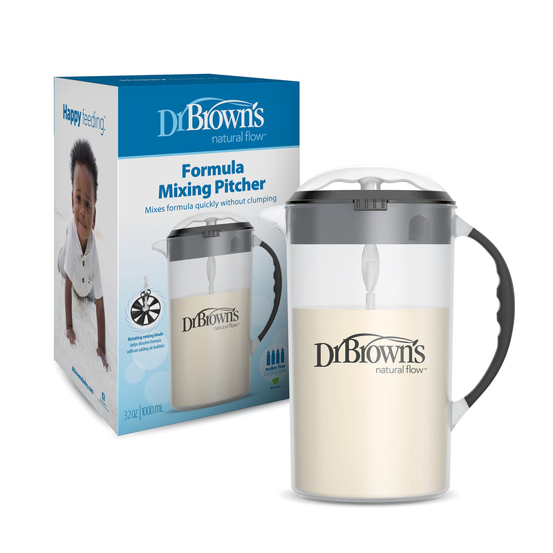 [Australia] - Dr. Brown's Baby Formula Mixing Pitcher with Adjustable Stopper, Locking Lid, & No Drip Spout, 32oz, BPA Free, Black 
