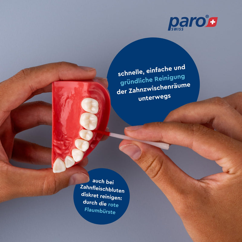 Paro Brush Stick | Interdental Brush Between Teeth, Implants and Braces, Flossing Interdental Tool for Tooth Cleaning | 10 Sticks per Box