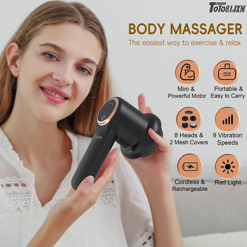 Handheld Cellulite Massager, Body Sculpting Machine, Lymphatic Drainage Device, Lipo Massage Roller for Stomach Belly Butt Arms Legs, Vibrating Massage Home Use Cordless & Mini (Black) Black