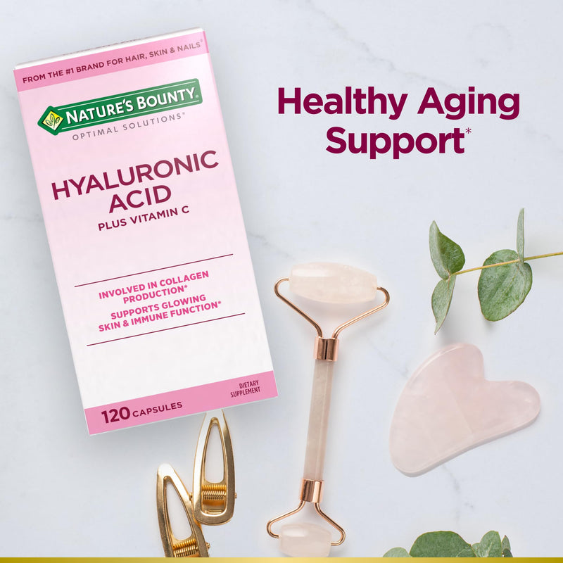 [Australia] - Nature's Bounty Optimal Solutions Hyaluronic Acid, Supports Glowing Skin and Immune function, with Vitamin C, 120 Capsules 