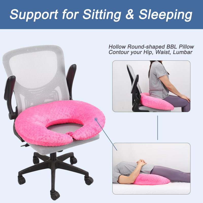 [Australia] - BBL Pillow After Surgery, BBL Pillow for Sitting Sleeping Driving, Hemorrhoid Pillow Seat Support Cushio for Butt with Hole, Butt Donut Pillow for Woman (Rose Red) Rose Red 
