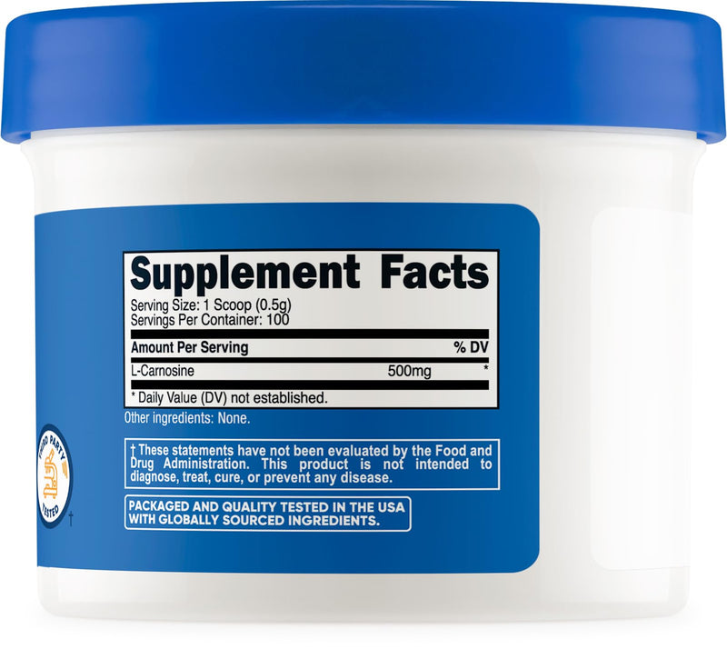 Nutricost L-Carnosine Powder 50 Grams (100 Servings) - Non-GMO 1.8 Ounce (Pack of 1)
