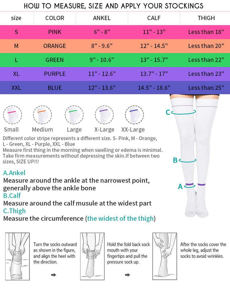 [Australia] - T.E.D. Anti Embolism Stockings Thigh High Knee High for Women Men, 15-20 mmHg Compression TED Hose with Inspect Toe Hole 1-thigh High White XX-Large 