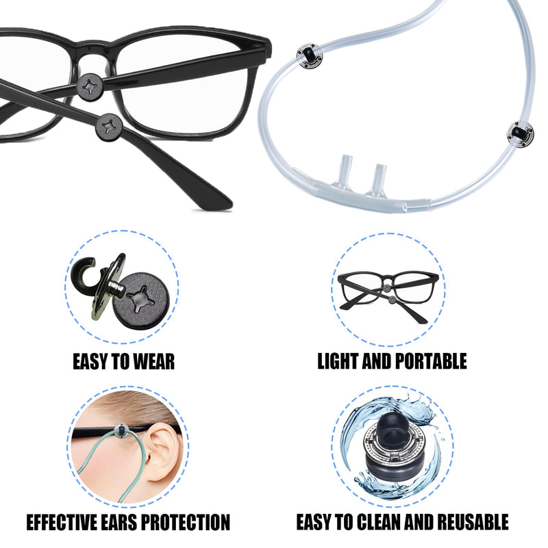 [Australia] - Oxygen Tube Holder for Glasses-Oxygen Nasal Cannula Clips for Ear Protection-Nasal Oxygen Cannula Ear Savers Effectively Avoid Ear Pain (Black) Black 