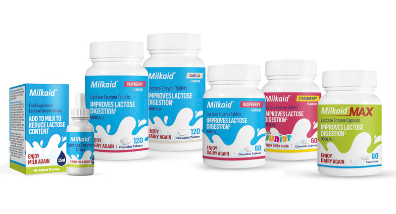 Milkaid Junior Lactase Enzyme Chewable Tablets for Lactose Intolerance Relief, Prevents Gas, Bloating & Diarrhoea, Fast Acting Dairy Digestive Supplement, Gluten Free & Vegan, 60 Count 1 count (Pack of 1)