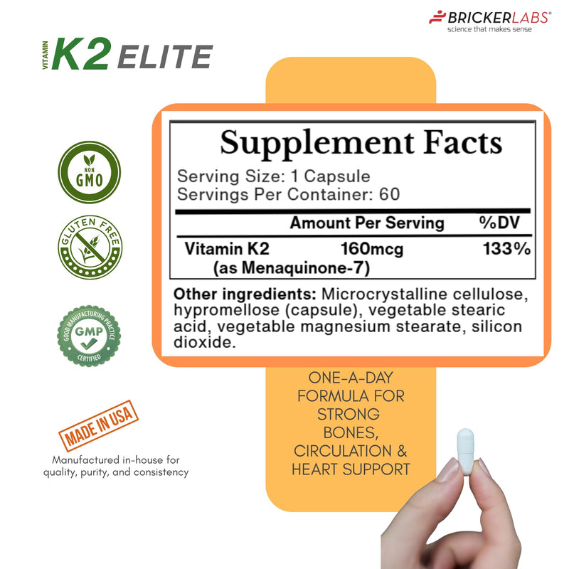 [Australia] - K2 Elite Vitamin K2 MK-7 Supplement 160mcg, Supports Bone & Heart Health, Calcium Absorption & Circulation ‚Äì Non-GMO ‚Äì 60 Capsules 