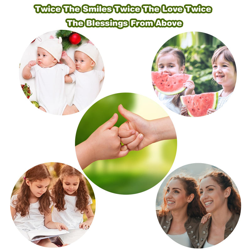 [Australia] - Twin Sister Keepsake Picture Frame - Gift for Twin Sisters Shower with The Words"Twice The Smiles, Twice The Love, Twice The Blessings from Above" 2 Heart Shaped 4 X 6 Frame with Black Text,Wood Twins Picture Frame 