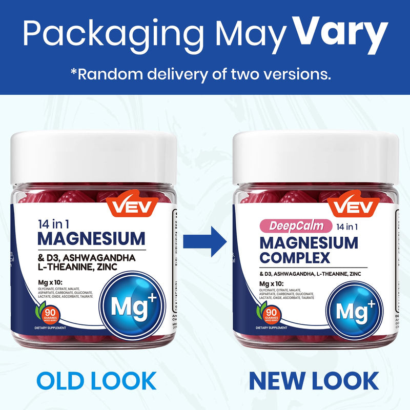 [Australia] - VEV Magnesium Complex DeepCalm 14-in-1 Gummies ‚Äì with Ashwagandha, L-Theanine, D3 & Zinc ‚Äì Cortisol Supplements for Women ‚Äì 90 Sugar-Free Vegan Magnesium Glycinate Complex Gummies Purple 