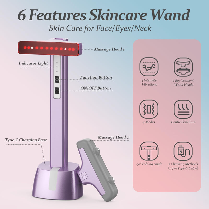 Red Light Therapy for Face, Eyes and Neck, Red Light Therapy Wand, 7 Color Led Light Therapy for Face, Red Light Therapy at Home for Face Lift, Firm, Smooth, Skin Care Massage Tools