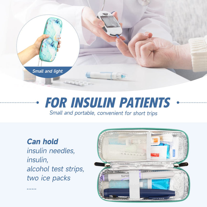 [Australia] - YOUSHARES Insulin cooler bag for diabetic medication, travel bag for insulin pen, insulin syringes, insulin and other diabetic accessories, diabetic bag with ice pack for insulin (marble green) marble green 