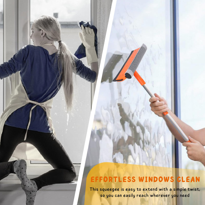 [Australia] - Window Squeegee for Home, Window Cleaner Tool with Extension Pole 20''-30'', Window Washer for Shower, Car Windshield, Mirror, Glass Cleaning Orange Telescopic Squeegee 