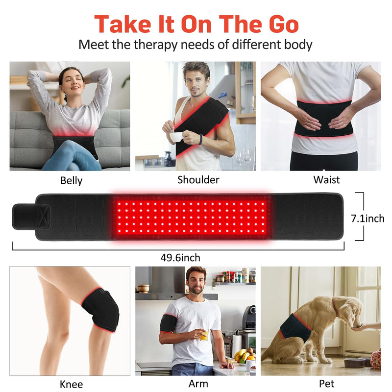 Red Light Therapy for Body, Infrared Light Therapy for Belt Shoulder Waist, Upgraded 3 in 1 LED Beads, 660nm Red Light & 850nm Near Infrared Light Therapy Belt Wrap Timer Remote Control XL