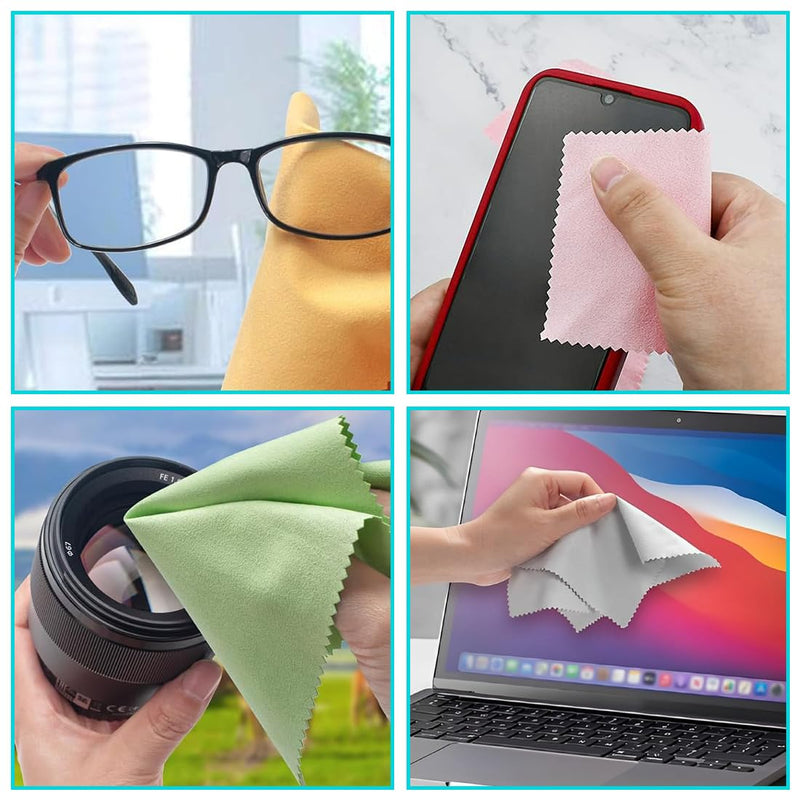[Australia] - IBXWMNG Set of 10 microfiber cloths for glasses, screen, tablet, cell phone, camera - glasses cleaning cloths in 5 colored designs (18x15cm) 