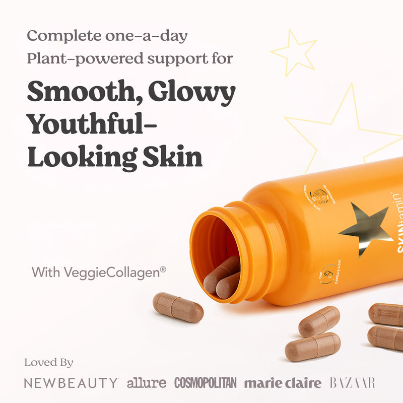 SKINtamin Vegetarian Collagen Pills | Best Collagen Supplements for Women to Support Skin Firmness and Wrinkles | Skin Supplement Formulated to Help Reduce Blemishes