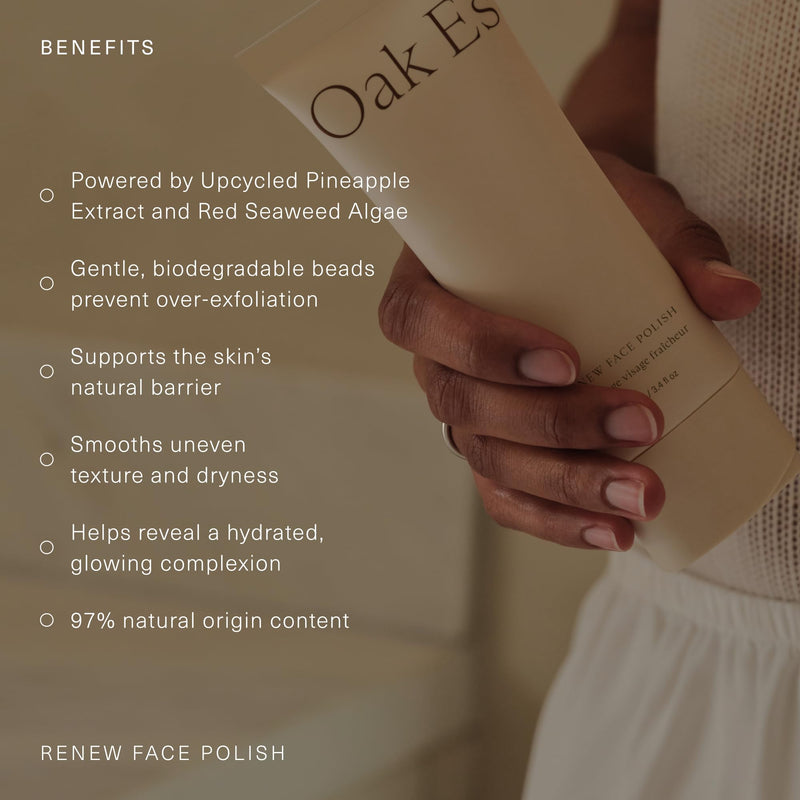 Renew Face Polish, Vitamin-Rich Facial Scrub, 1.7oz | Face exfoliator with pineapple extract & red seaweed algae, biodegradable, for sensitive-feeling skin 3.4 Fl Oz (Pack of 1) Multicolor