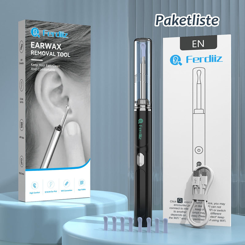 [Australia] - Earwax Remover Otoscope, Ferdiiz 1080P Ear Cleaner with Camera, IP67 Waterproof Ear Cleaning for iPhone, iPad and Android Smartphones.(Black) Black 1 