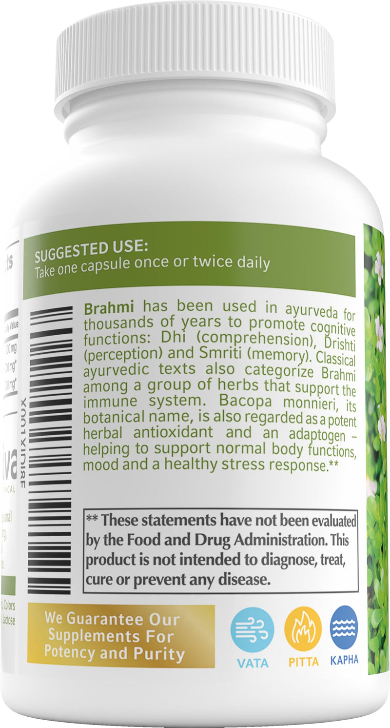[Australia] - Bacopa Monnieri/Brahmi Capsules -Organic Bacopa Supplement- Bacopa Monnieri Extract - 60 Capsules 