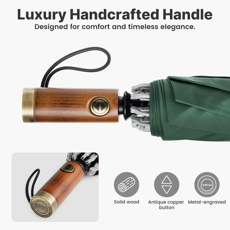G4Free 54 + 62 Inch Large Golf Umbrella Compact Reverse Travel Umbrella Windproof for Rain Double Canopy Automatic Open Close With Reflective Stripe