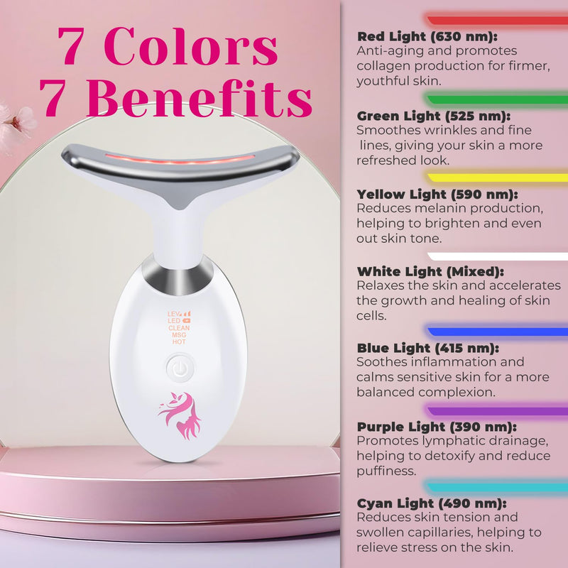 Red Light Therapy for Face, Facial Massager, Skin Tightening & Anti-Aging Face Lift Device, True Beauty Glow Facial Massager, 7-in-1 LED Facial Sculptor White