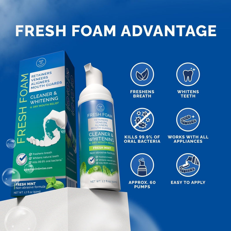 [Australia] - Aligner & Retainer Cleaner Foam – Dry Mouth Relief, Compatible with Invisalign, Aligners, Retainers, Mouth Guards, Night Guards, Veneers, Whitens, Freshens, 3% Hydrogen Peroxide, Mint - 50ml, 2 PC 1 Count (Pack of 2) 