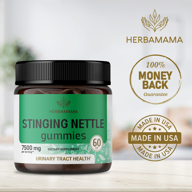 [Australia] - HERBAMAMA Stinging Nettle Root Gummies - Stinging Nettle Formula - 60 Vegan & Non-GMO Chews - 7500mg 