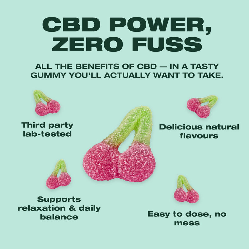 Swiss Peak, High-Strength 3200mg CBD Cherry Flavoured Gummies, 70 Gummies Per Tub, Non-GMO, All Natural & No THC, Vegan, Gluten-Free | UK-Made