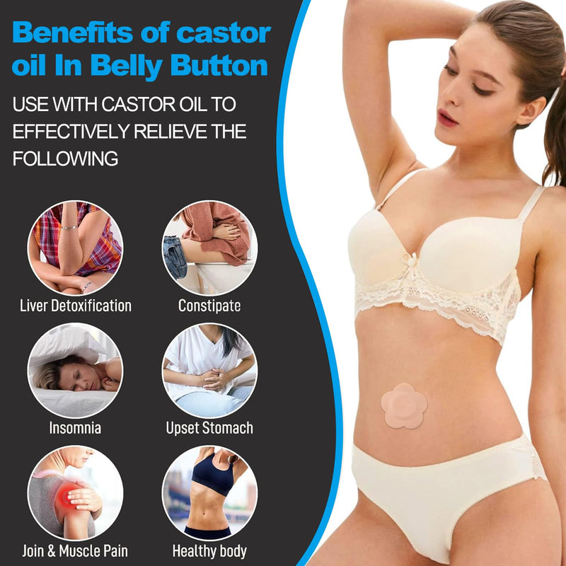 [Australia] - 50PCS Castor Oil Patches, FDA/MDR Certified Carrier Patches for Castor Oil | Medical-Grade Self-Adhesive Pads | Belly Button Patch for Caster Oil, Portable Breathable Anti Leakage Anti-Slip No Wash 