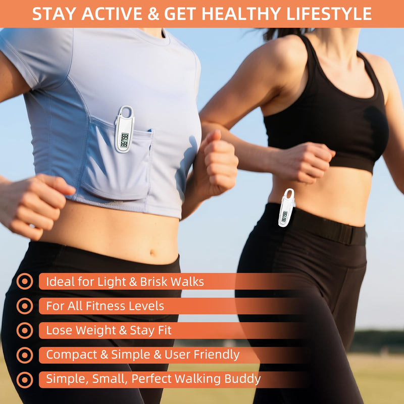 [Australia] - Digital 3D LCD Pedometer, Black, Compact Electronic Step Counter with Display Screen, Fitness Activity Tracker White 