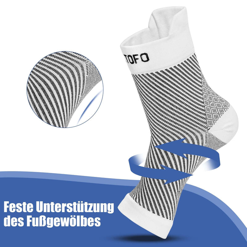 [Australia] - PUTUO Neuropathy Socks for Men Women: Orthopedic Compression Socks Plantar Fasciitis Socks Ankle Brace Large L/XL White Black 4 Pairs White & Black L-XL 