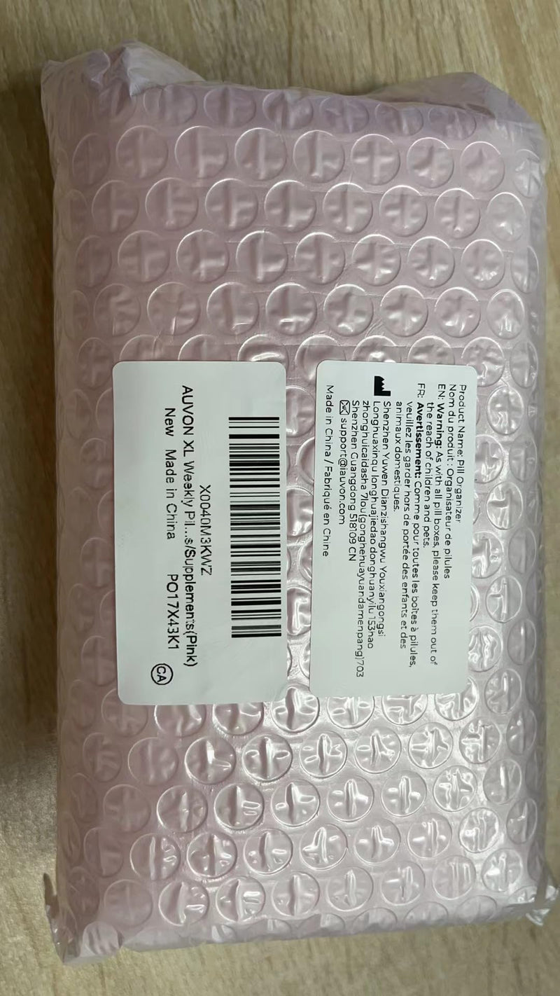 [Australia] - AUVON XL Weekly Pill Organizer 2 Times a Day, AM PM Pill Box 7 Day with One-Side Large Opening Design for Easy Filling, Portable Travel Pill Case for Medication, Vitamins, Fish Oils, Supplements A-pink 