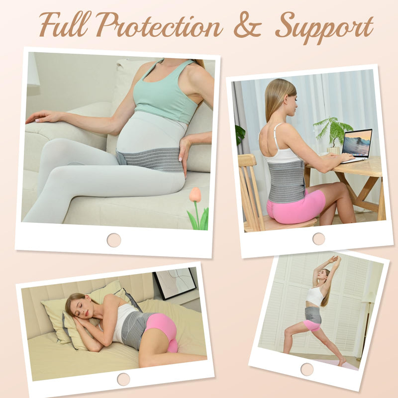 Abdominal Binder Post Surgery Postpartum Belly Band, C-section Belly Binder, Girdle for Postnatal, Adjustable Belly Wrap, Back Pain Relief (Polyester Made with Charcoal Fiber) Grey S/M