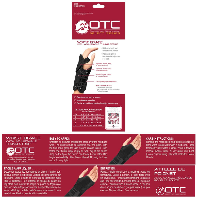 [Australia] - OTC Wrist Brace, Adjustable Thumb Strap Support for Hand Pain Relief, Black (Left Hand), Medium 