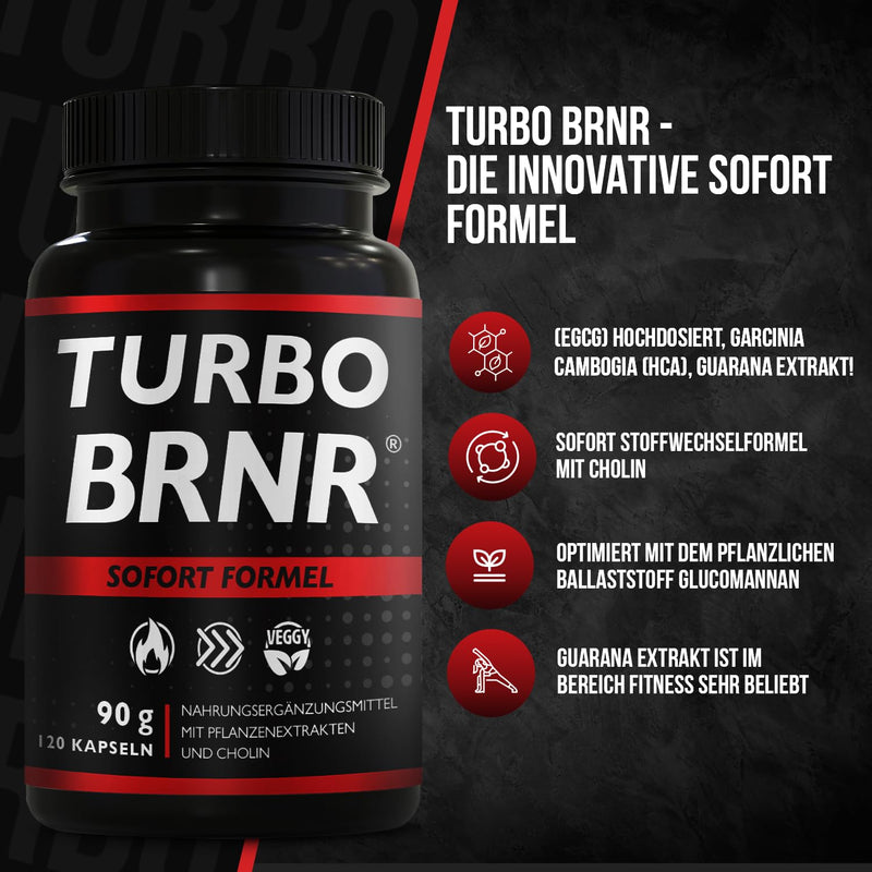 [Australia] - BRNR TURBO BRNR Instant Metabolism Formula with Choline, Green Tea Extract, Glucomannan, Garcinia Cambogia, Guarana, 120 Capsules 