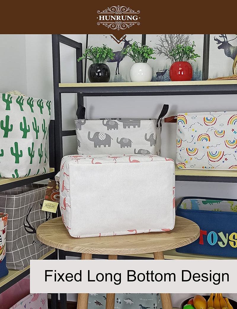 [Australia] - HUNRUNG Rectangle Storage Basket Cute Canvas Organizer Bin for Pet/Children Toys, Books, Clothes Perfect for Rooms/Playroom(Rectangle Flamingo) Rectangle Flamingo 