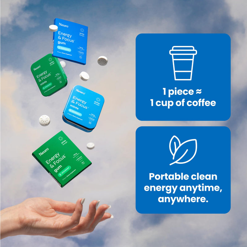 [Australia] - NeuroGum Extra Strength Energy & Focus Gum (90 Count Bag, Peppermint) | 100mg Natural Caffeine + L-Theanine + Vitamin B12 & B6 + Xylitol | Sugar Free Nootropic Cognitive Brain Performance Supplement 90 Count (Pack of 1) 