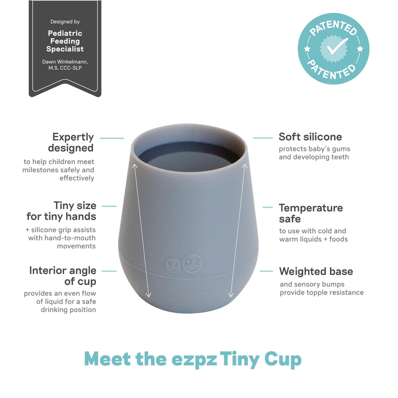[Australia] - ezpz Tiny Cup (Gray) - 100% Silicone Training Cup for Infants - 4 months + - Designed by a Pediatric Feeding Specialist - Baby-led Weaning Essentials & Baby Gifts 6 Months+ Gray 