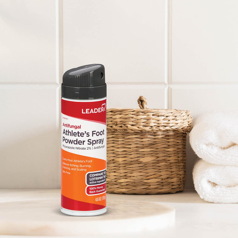 LEADER Athlete's Foot Powder Spray, Cools& Soothes Feet, Talc-Free, 4.6 oz, Compare to Lotrimin AF 4.6 Ounce (Pack of 1)