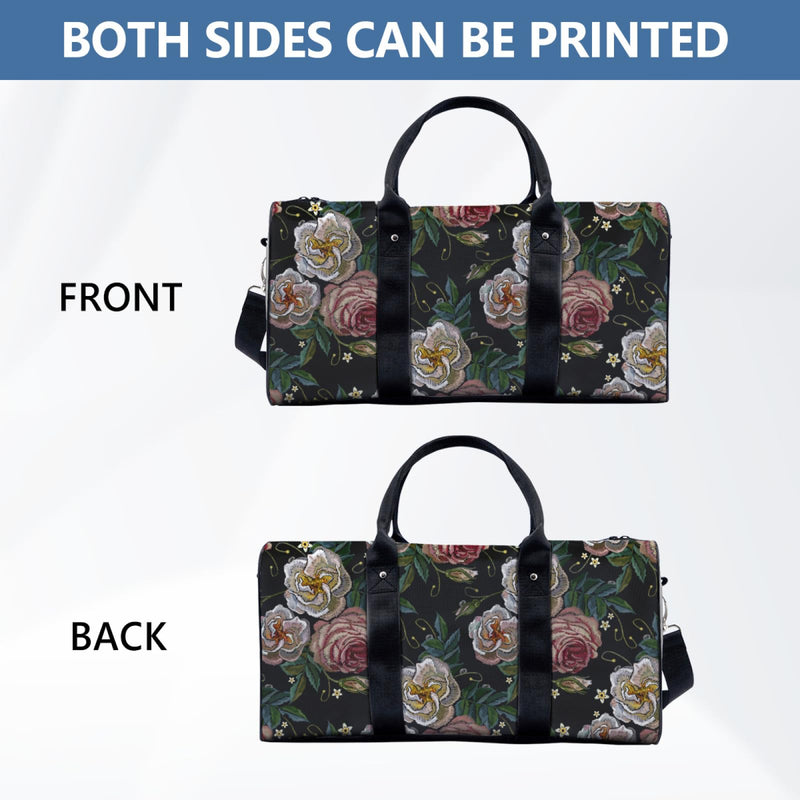 Duffle Bag for Women Men,Travel Bag with Adjustable Shoulder Strap Large Capacity Tote Bag Weekender Bag for Travel Gym Vintage Rose 1