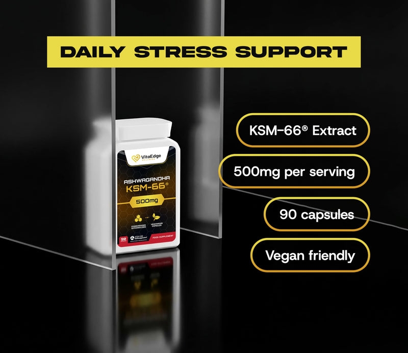 Ashwagandha KSM-66 500mg Capsules – 90 Count | Standardised Withanolides | Daily Food Supplement