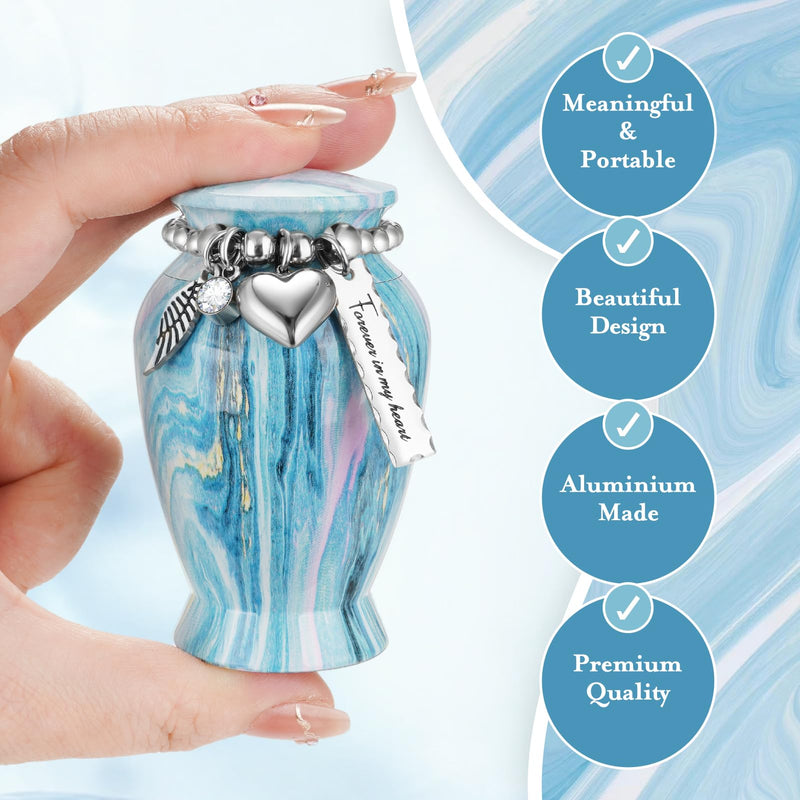 [Australia] - Dletay Small Urns for Human Ashes Keepsake 2.85 Inch Memorial Mini Cremation Urn for Women Men Aluminum Decorative Funeral Urns - Ocean Blue 