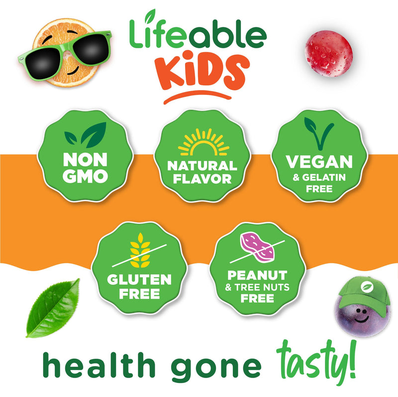Lifeable Multivitamin & Multimineral with Iron Chewables for Kids – Vegetarian – Gluten Free Vegetarian – Great Tasting - Natural Flavored Pectin Chews with Vitamins A, B, C, D & E – 150 Count