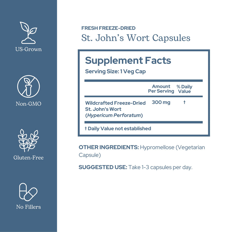 [Australia] - Eclectic Institute Raw Fresh Freeze-Dried Non-GMO St. John's Wort | Herbal Health Supplement, Promotes a Positive Mood | 90 CT Pink 90 Count (Pack of 1) 