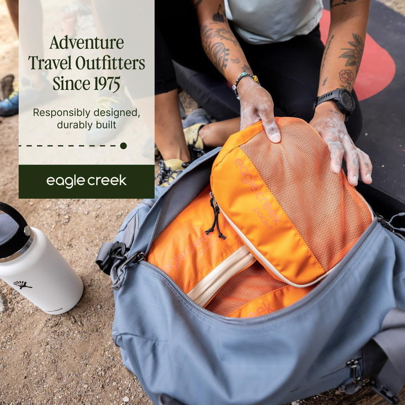 Eagle Creek Pack-It Reveal Expansion Cube, Medium, Mandarin | Adjustable Storage Expansion Cube for Travel, Durable Compression Zipper, Breathable, Recycled Fabrics