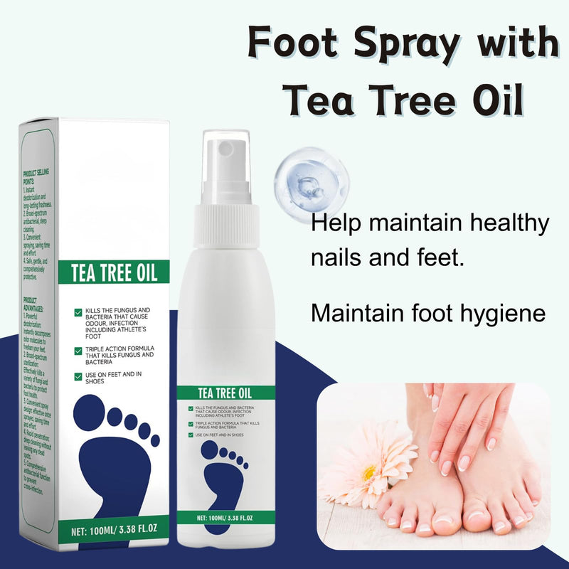 3pcs Foot Spray with Tea Tree Oil,Tea Tree Oil Foot Spray,Clean Feet And Shoes, Keep Fresh, Fast Dry, Suitable For Travel. 3